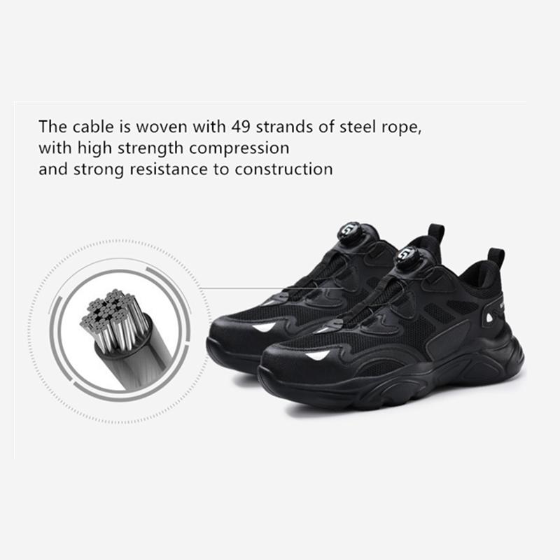 Últimos sapatos de trabalho com fivela rotativa, tênis à prova de furos, calçados de proteção de segurança, calçados masculinos, botas indestrutíveis