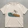 Retro Comfort Colors® Skeleton Surfer Tee, Coffin Surf Graphic Shirt, Dark Humor Skate T-Shirt, Gothic Surf Gift Top, Vintage Washed Shirt