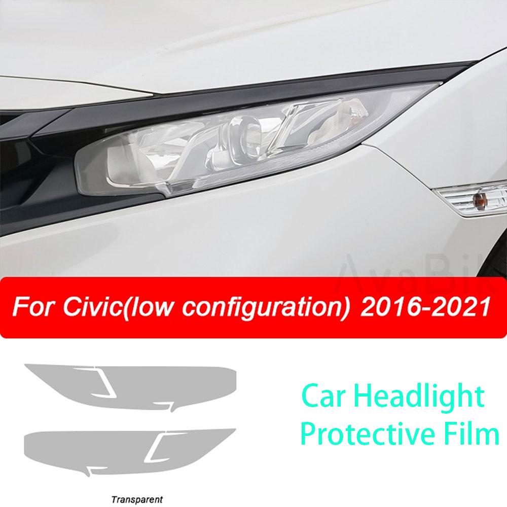 PPFCar Headlight Protective Film Front Light Transparent Smoked Black TPU Sticker for Honda Civic 10th Gen 2016- Accessories