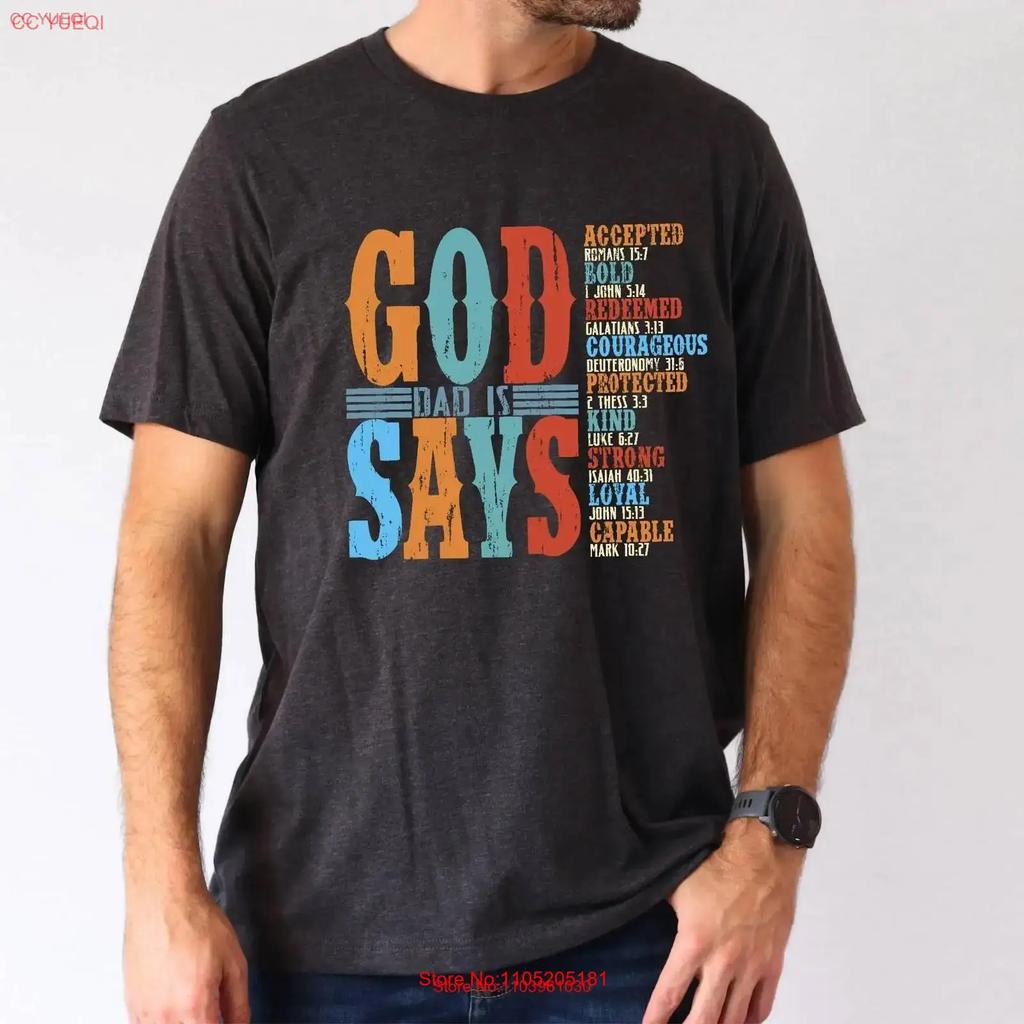 Gott Sagt Papa Ist Vatertag T-Shirt Christlich Geschützt Bibelverse s für Retro Zitate vintage Gewaschen Vielseitig