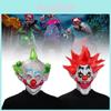 Máscara Assustadora de Palhaço Assassino Espacial de Halloween Com Cabelo Verde e Vermelho Para Festas de Horror