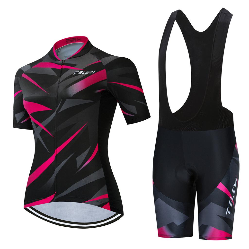 Women MTB Bike Jersey Bib Shorts Suits Anti-UV Bicycle Shirts Mountain Road Top Bottom Girls Female Red 2026 Summer Breathable Cycling Suit Set
