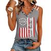 Women Sleeveless V Neck Casual Tank Top Vintage Letter Print Summer Shirt Lightweight Soft Fabric Relaxed Fit