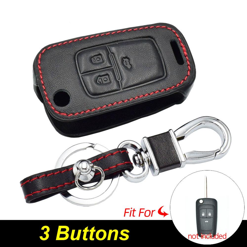 Leather Car Key Case For Chevrolet Camaro Cruze Malibu Impala Equinox Sonic Spark 2 3 4 5 Buttons Folding Remote Protector Cover