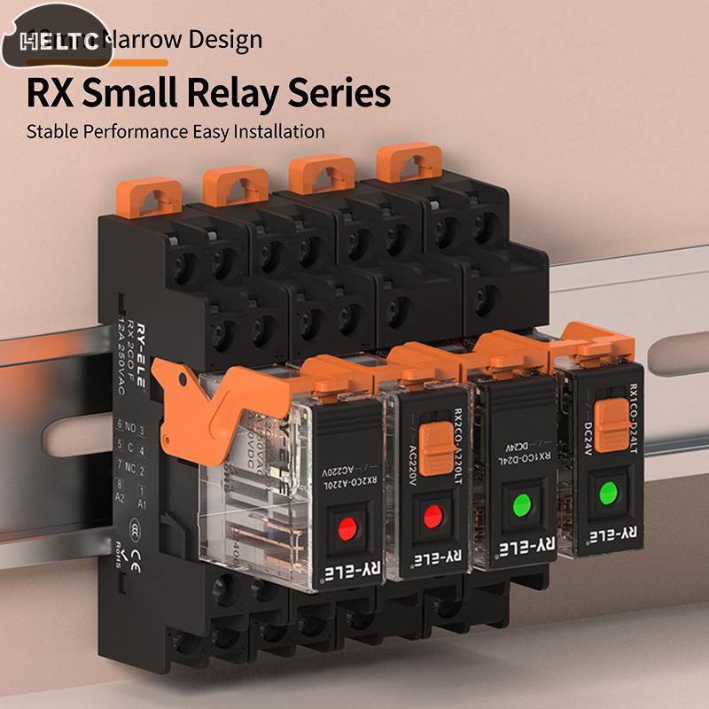 Ultra İnce Yüksek Güçlü Elektromanyetik Güç Rölesi 12A 24VDC/220VAC Bobin, PLC Kontrol Sistemi için DIN Ray Montajlı Endüstriyel Röle