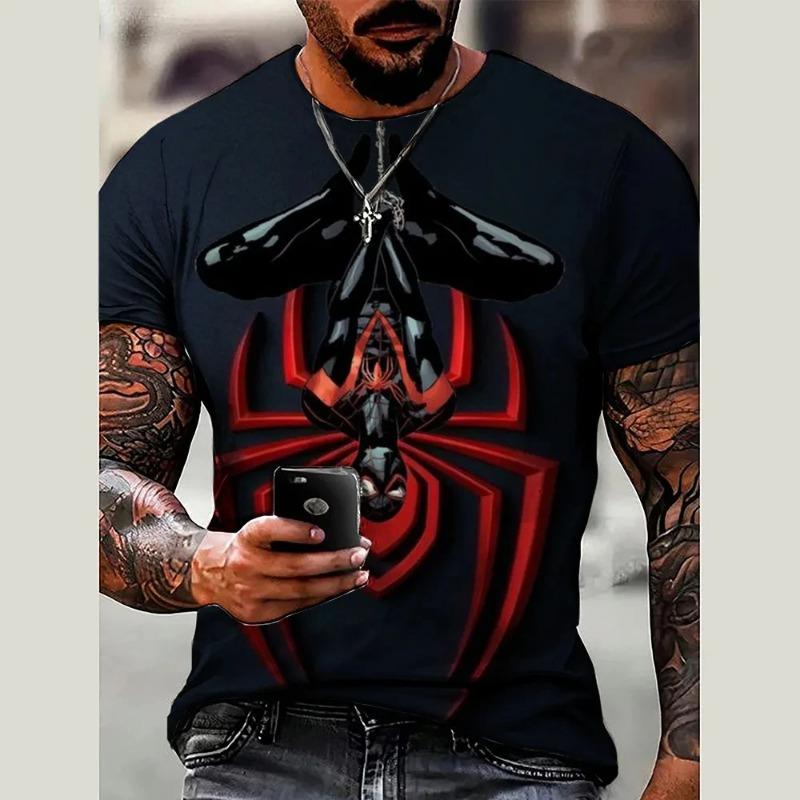 Men's Fashion Marvel T-shirt Spider Man 3D Printed Summer Round Neck Short Sleeve