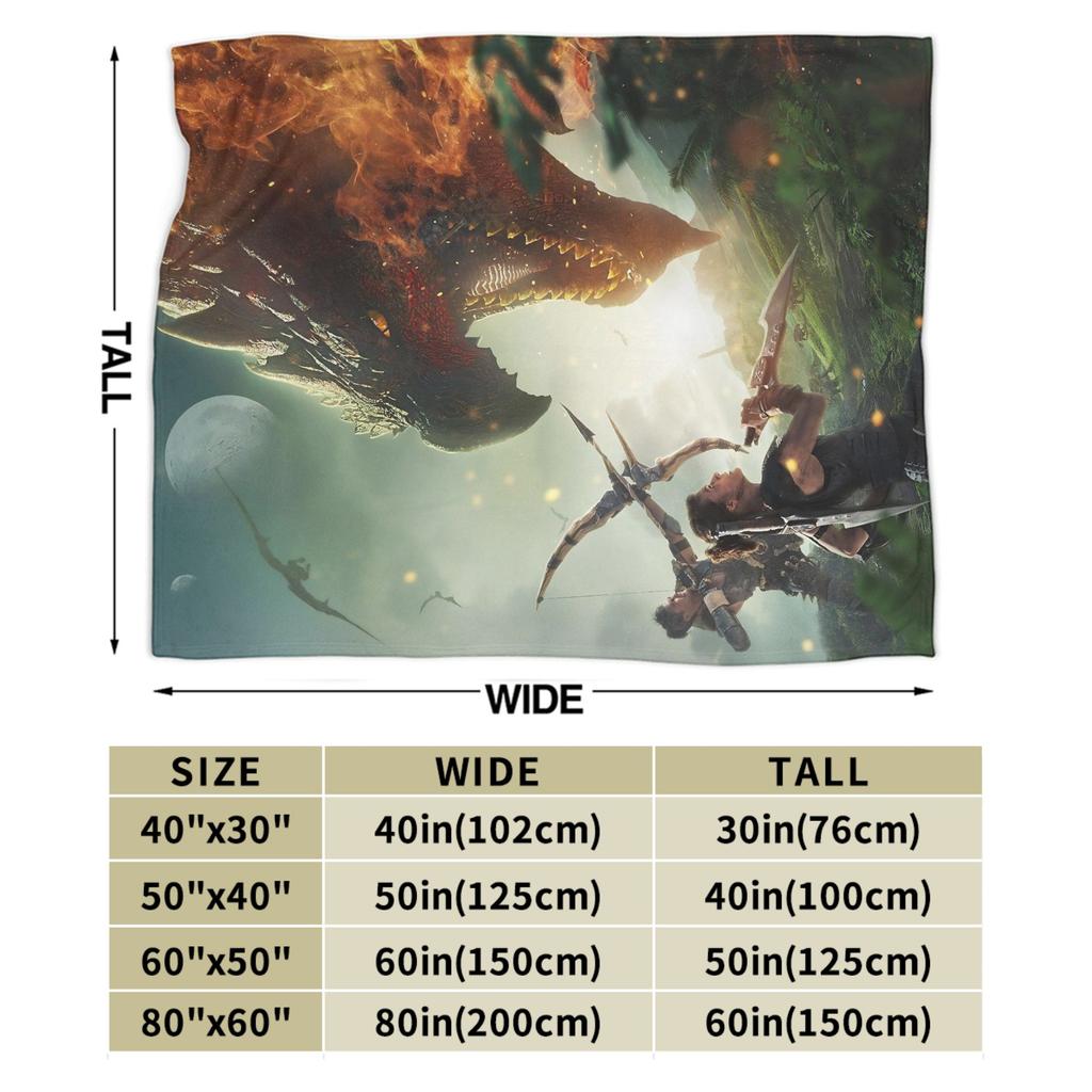 Monster Hunter Wilds Flannel Blanket Spring Soft Durable Throw Blanket for Kids Adult Couch Bed Bedspread Sofa Bed Cover