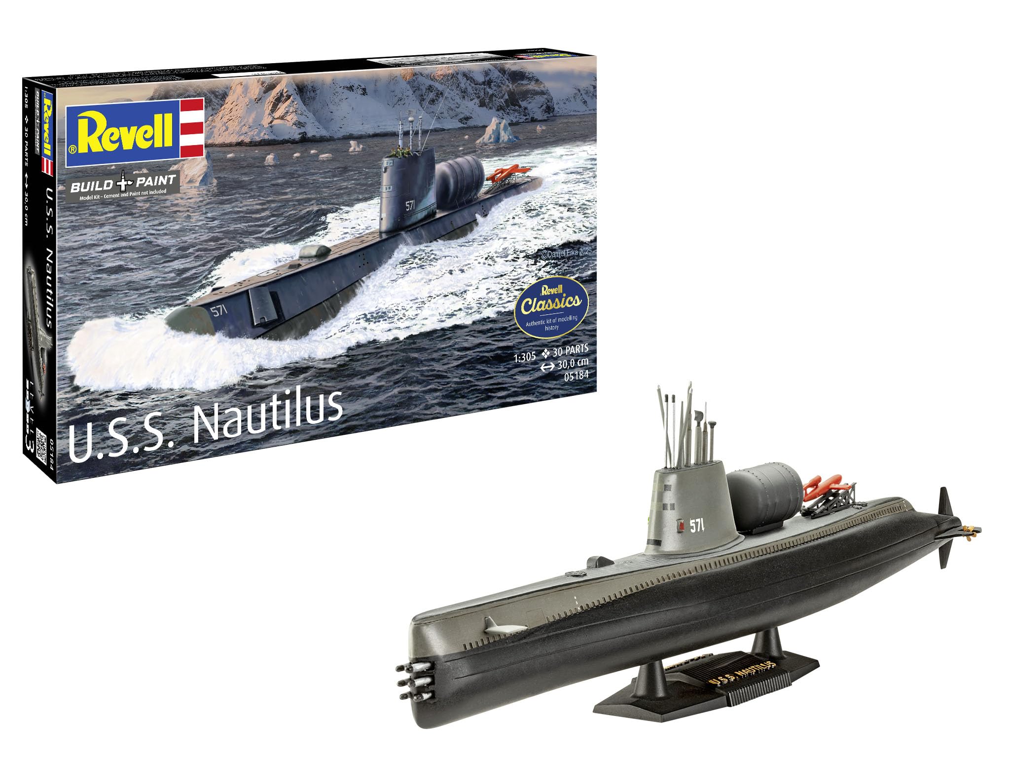 

Немецкий пластиковый набор модели Revell масштаба Nautilus 05184 1/305 U.S.S.. (подводная лодка)