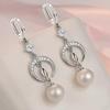 European and American Zircon Earrings Luxurious Shiny 925 Silver Crescent Moon Ear Buckle Women's Elegant Pearl Earring KOFSAC