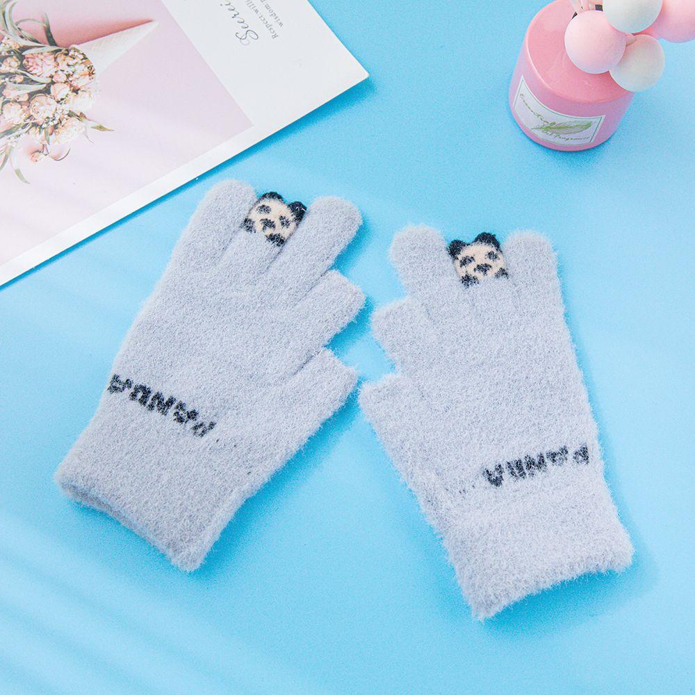 Kawaii  Thicken Letter Cycling Panda Outdoor Gloves Women Winter Gloves Korean Mittens