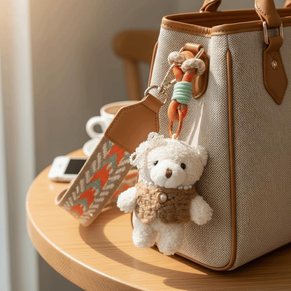 Cartoon Plush Bear Keychain Funny Bag Hanging Charms Friendship Furry Bear Pendant Girls