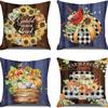 Autumn Pumpkin Maple Leaf Letter Printed Linen Pillow Case Thanksgiving Ambience Decorative Living Room Sofa Backrest Cushion