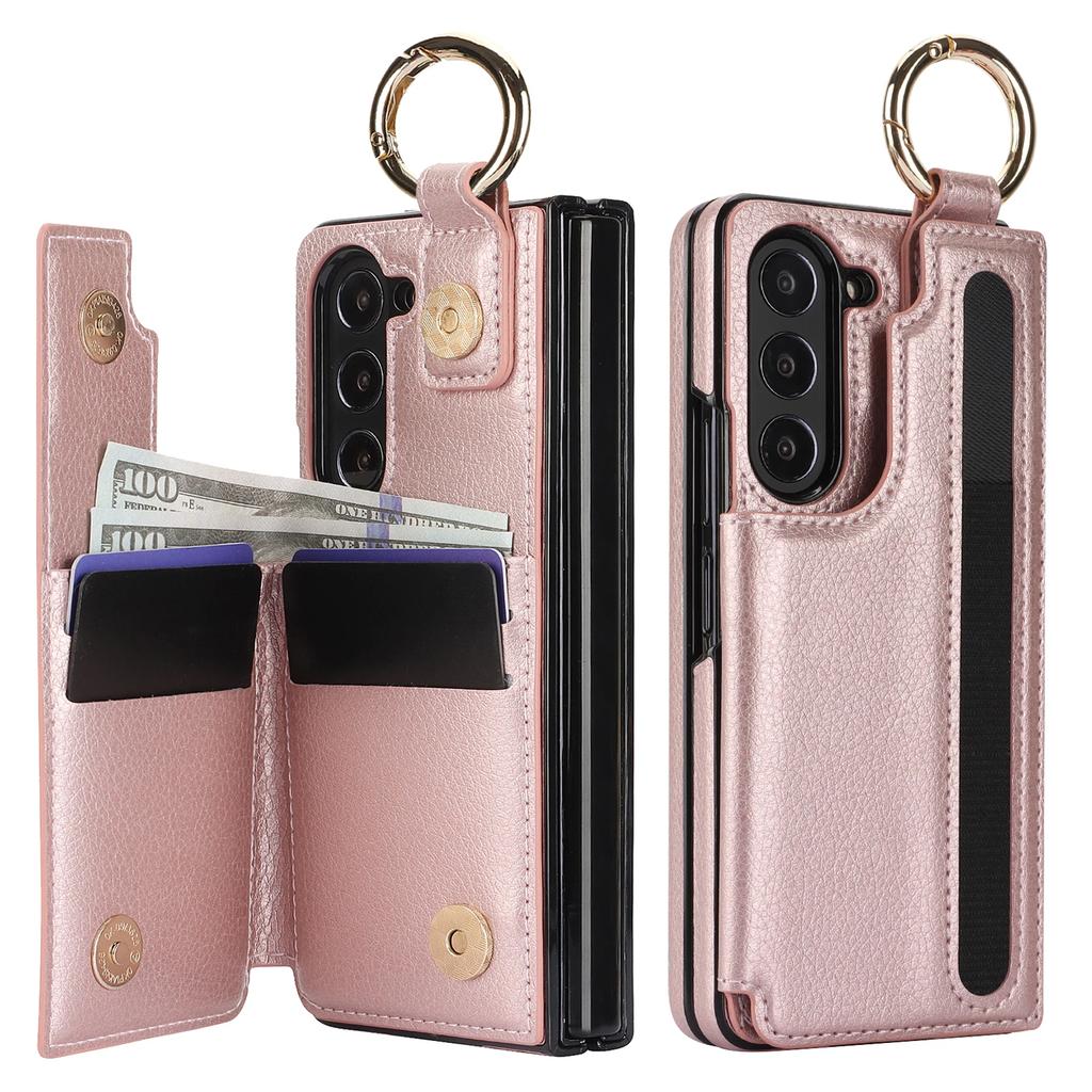 Ring PU Leather Phone Case for Samsung Galaxy Z Fold 5 4 3 Fold5 Fold4 Fold3 5G Wallet with Pen Holder & Card Slot (No Pen)
