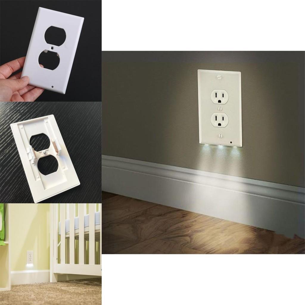 Smart Wall Outlet Cover Socket Plate With Automatic Led Night Light Sensor Function