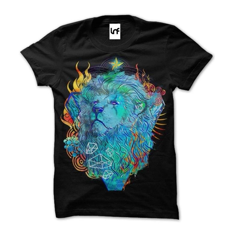 Fire Lion Graphic Tee Unisex Black TShirt (Sb049) S