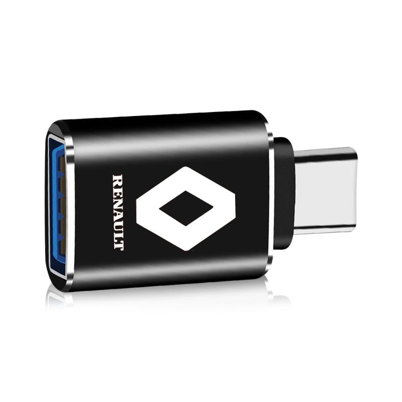 1Pcs Car Charging Adapter Type-C To USB Converter Car Accessories For Renault Dacia Megane 2 3 Duster Logan Clio 4 Laguna Sandero Scenic