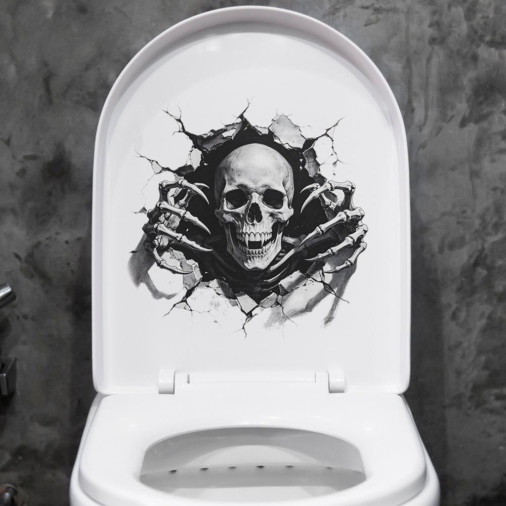 Creative Horror-themed Hole Halloween Skull Bathroom Toilet Decoration Stickers