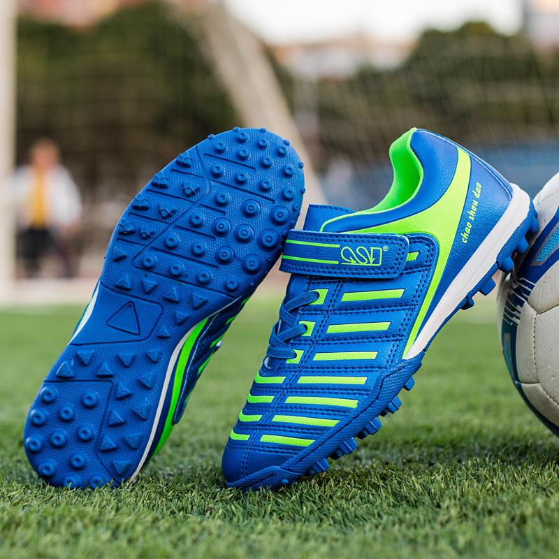 

Детские футбольные бутсы, гвозди, липучка, начальная школа, мальчики и девочки, искусственная трава, тренировочная обувь для матчей, дышащая мягкая подошва 38 синий