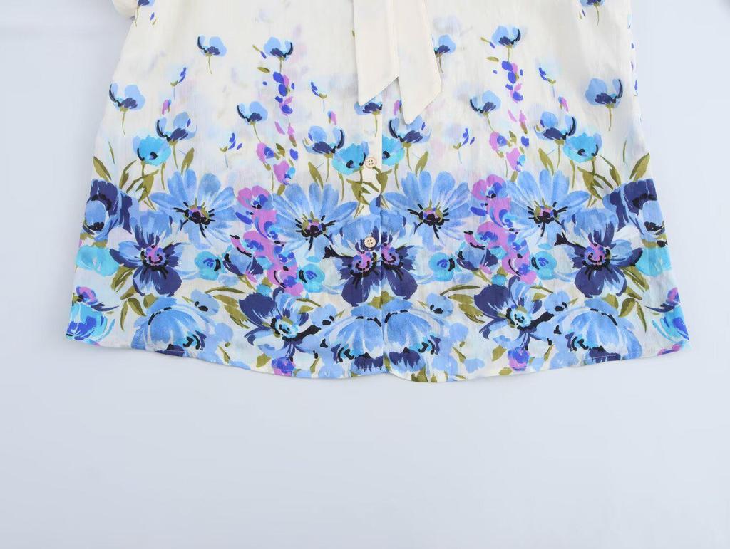 Women's Elegant Bow Print Long Sleeve Shirt - Spring 2025 Fashion