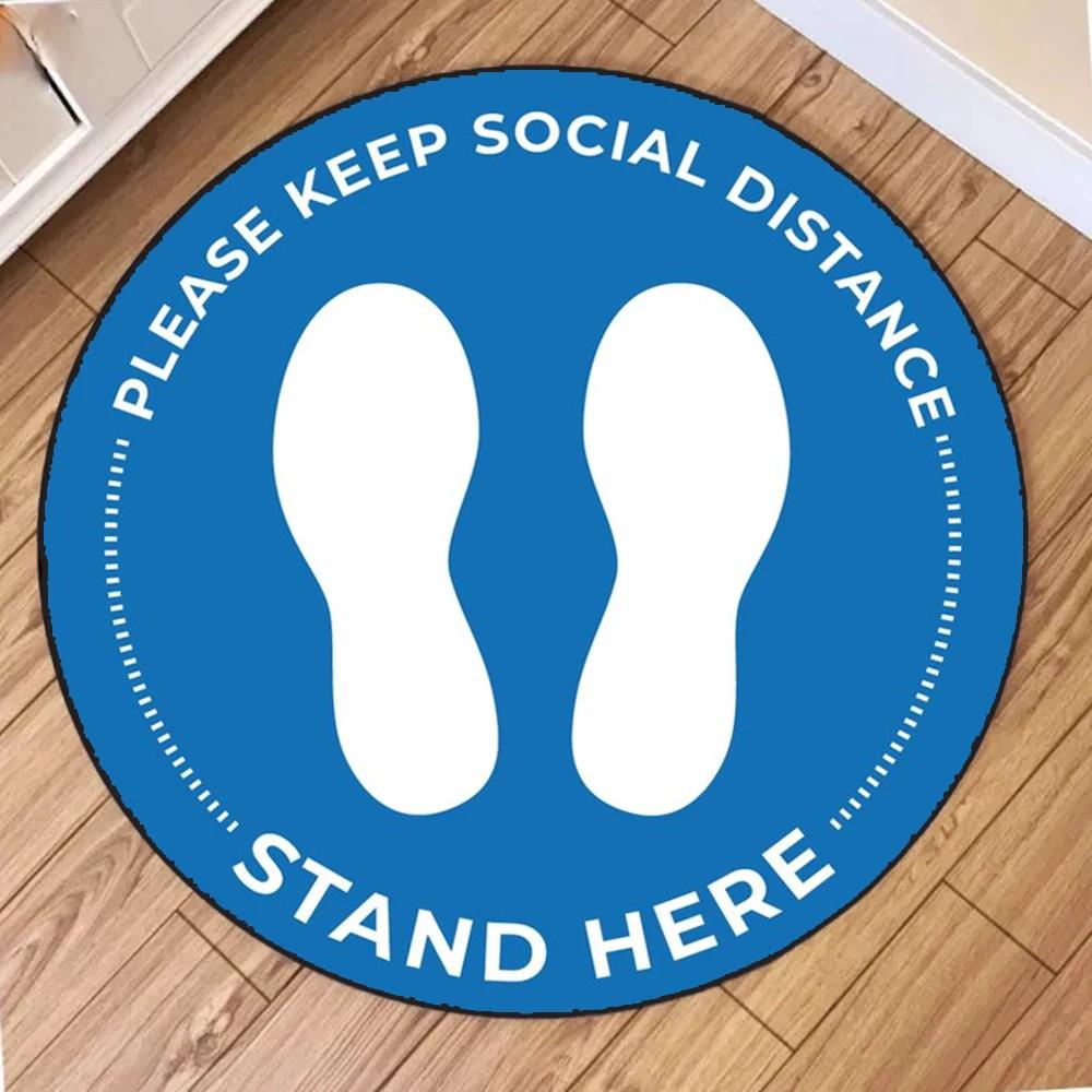 

Footprint Logo Carpet Circular Carpet Cartoon Pattern Area Rugs Round Floor Mat Living Room Bathroom Kitchen Rug Mats Doormat Diameter 60cm(23in)