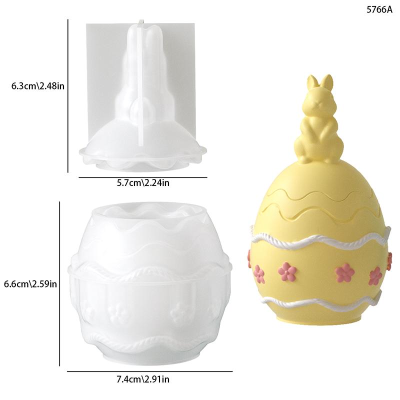 Easter Silicone Molds Smooth Egg Straight-Ear Bunny Shapes For Making Candle Cups Plaster Ornaments DIY Holiday Decor Crafts