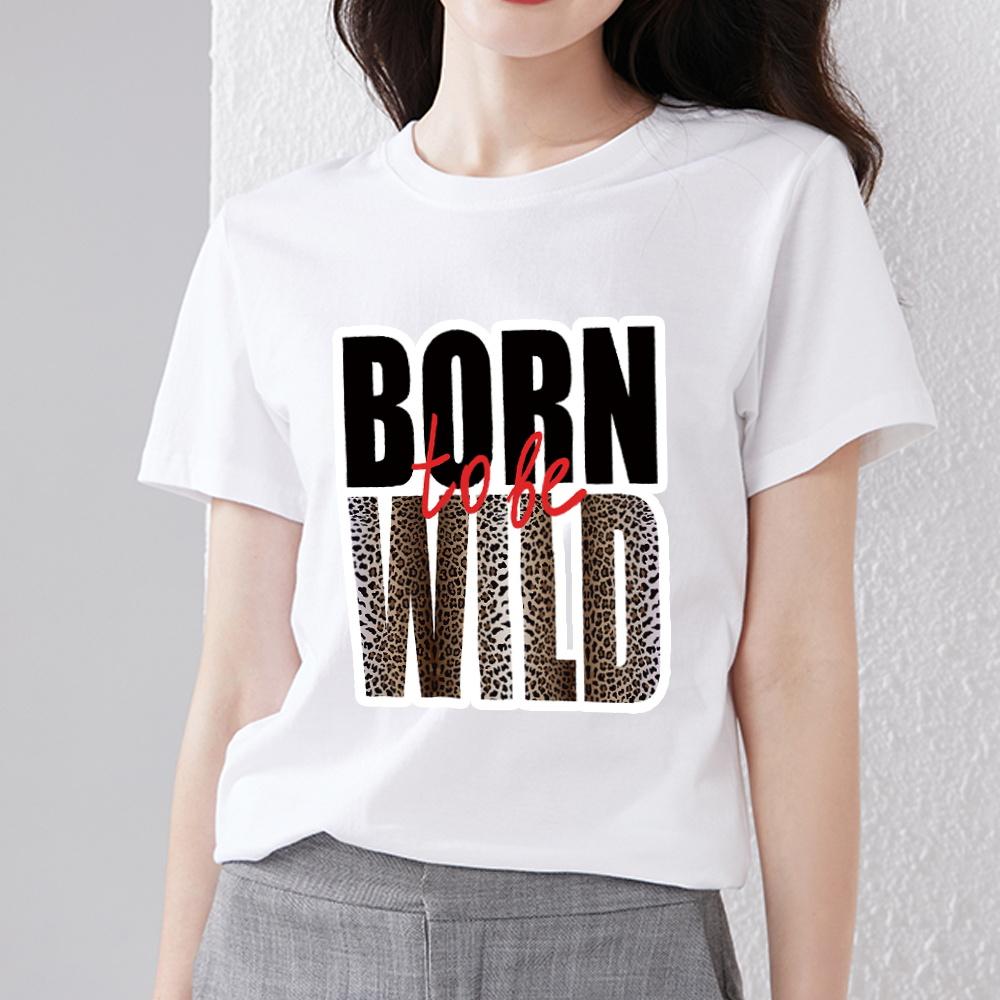 Klasické triko Street Trend Slim Dámské Univerzální Tiger Leopard Potištěné Neformální Výstřih do O Pohodlné Prodyšné Top s krátkým rukávem