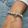 Boho Style Handmade Baroque Pearl Bracelet Ceramic Beads Blue White Porcelain Cross Jewelry for Party Accessory