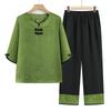 Stylish Summer Two-Piece Set for Elderly Women – Grandma's Mid-Sleeve Top & Fashionable Pants