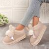 Thick Bottom Bow Rabbit Plush Cotton Shoes Household Women Home Simple Warm Snow Boots Anti-slip