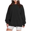 Unisex Crew Neck Long Sleeve Loose Fit Casual Top Solid Color Basic Sweatshirt Korean Fashion Pullover Blouse