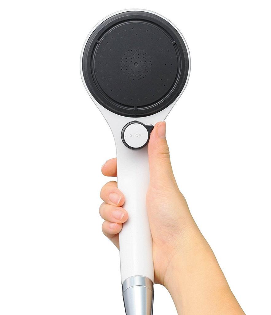 SANEI Adjustable Shower Head with Handheld Button for Power Adjustment and Temporary Water Water Stop, Saving, Black, PS3032-80XA-D