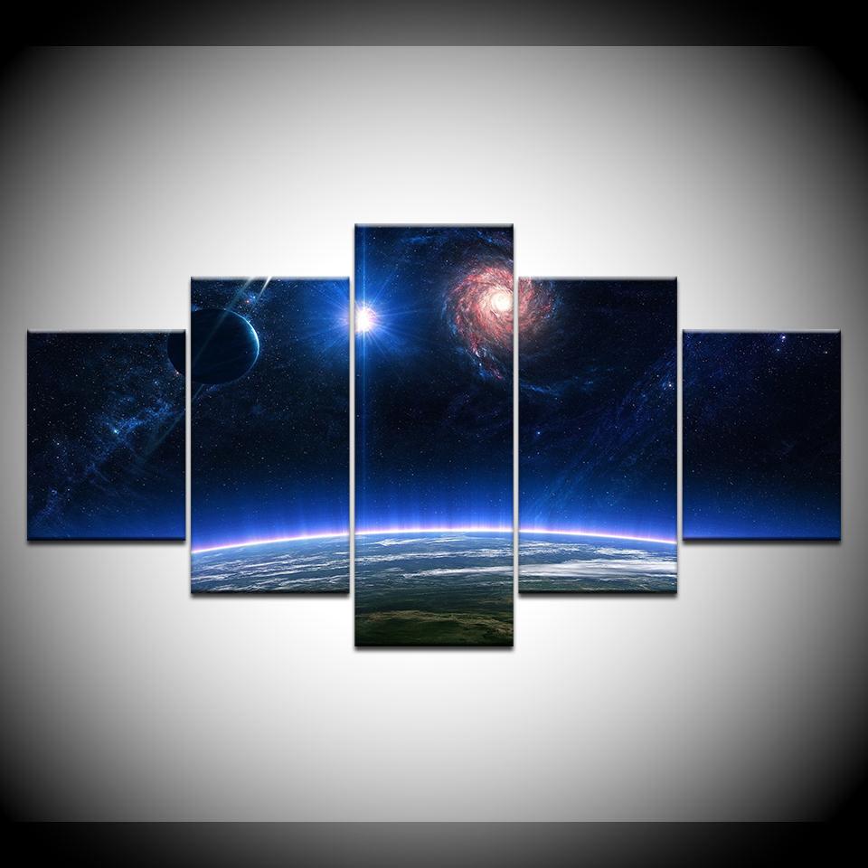 

Canvas Painting Space Planet star sky 5 Pieces Wall Art Painting Modular Wallpapers Poster Print for living room Home Decor 20x35 20x45 20x55cm