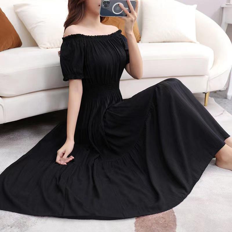Off-Shoulder One-Neck Cotton Silk Dress Children's Summer Dress Bohemian Island Vacation Dress Travel Beach Dress