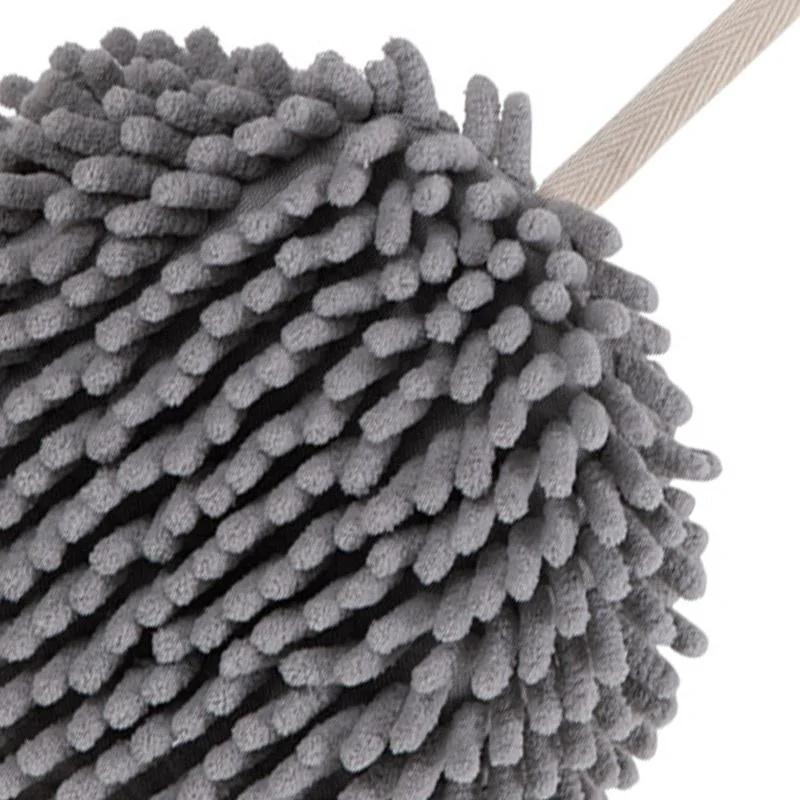 Fuzzy Ball Towel, Quick-Dry&Ultra-Soft Chenille Microfiber Hand Towels-Absorbent, Durable with Easy-Hang Loops for Kitchen&Bath