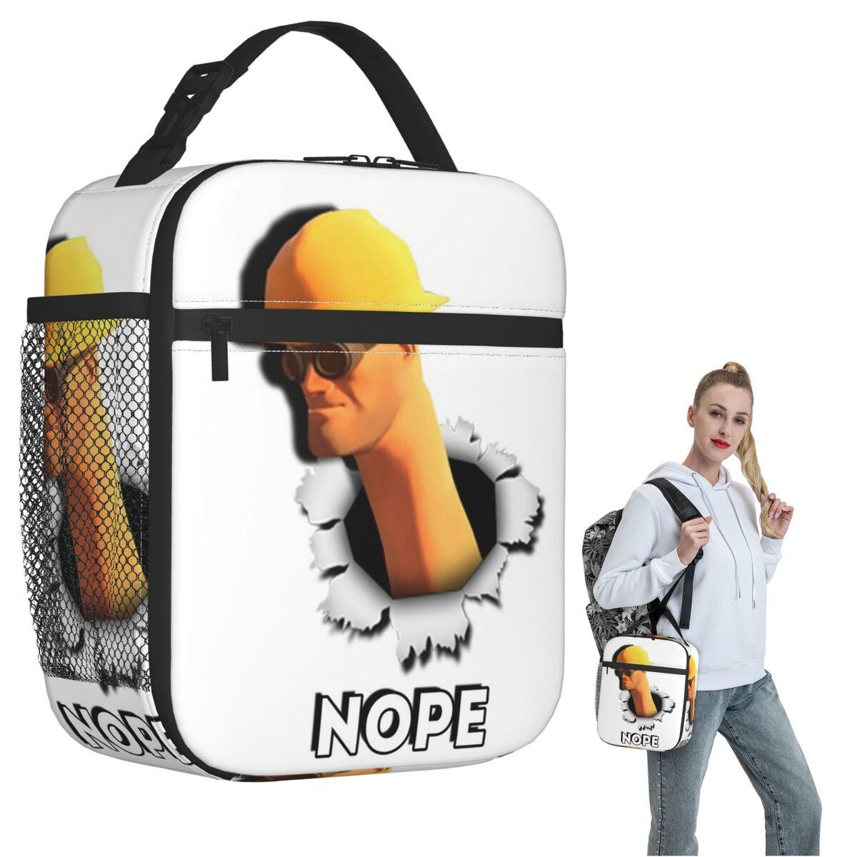 Team Fortress 2 Nope Engineer TF2 Insulated Lunch Bag for Women Kids Leakproof Food Boxes Thermal Lunch Box Tote One Size
