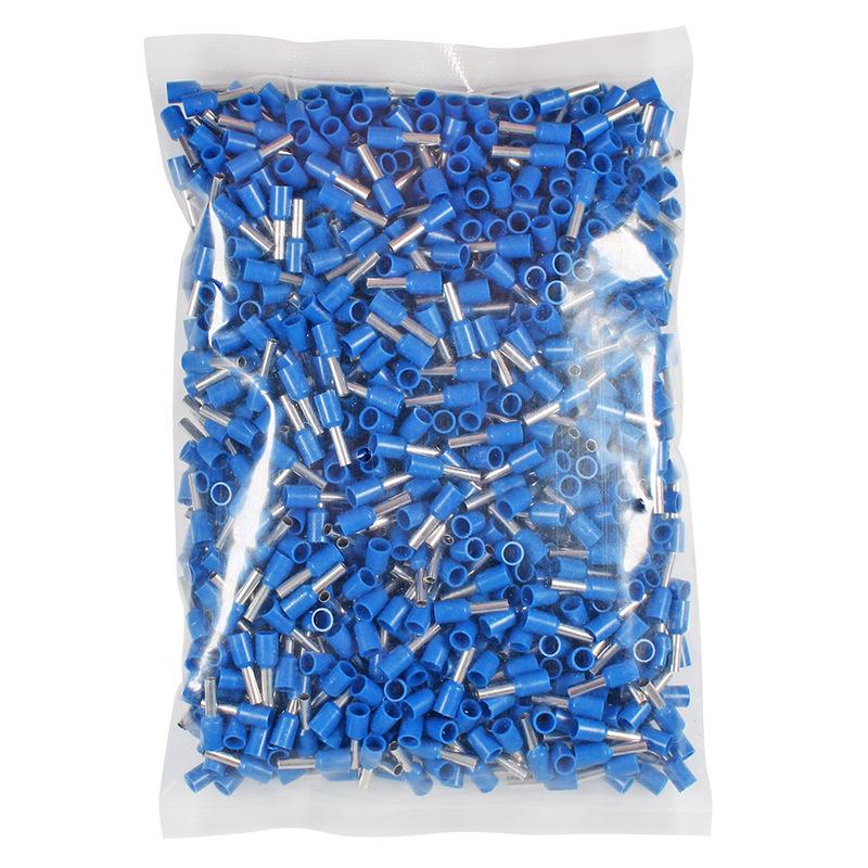 Copper Nickel Plated Tubular Terminal, 1000 Pieces - European Style Pre-Insulated Pin Crimp Lug for Wiring.