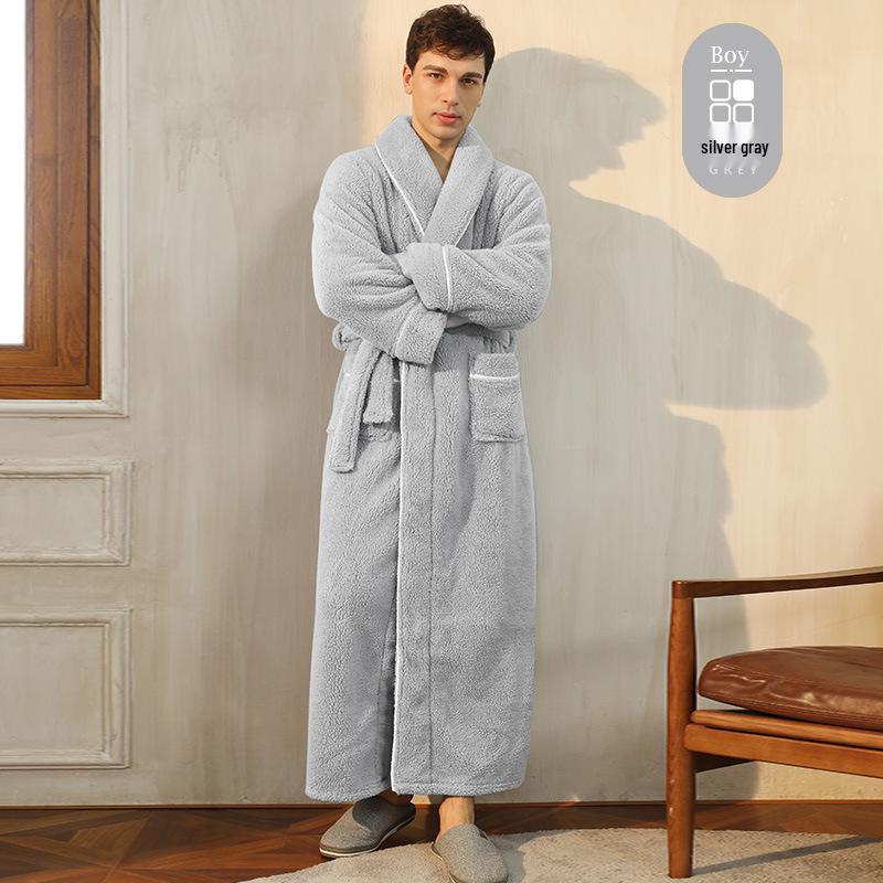 Mens & Womens Luxurious Extra Long Fleece Bathrobe - Thick, Plush, Plus Size Autumn/Winter Pajamas for Couples
