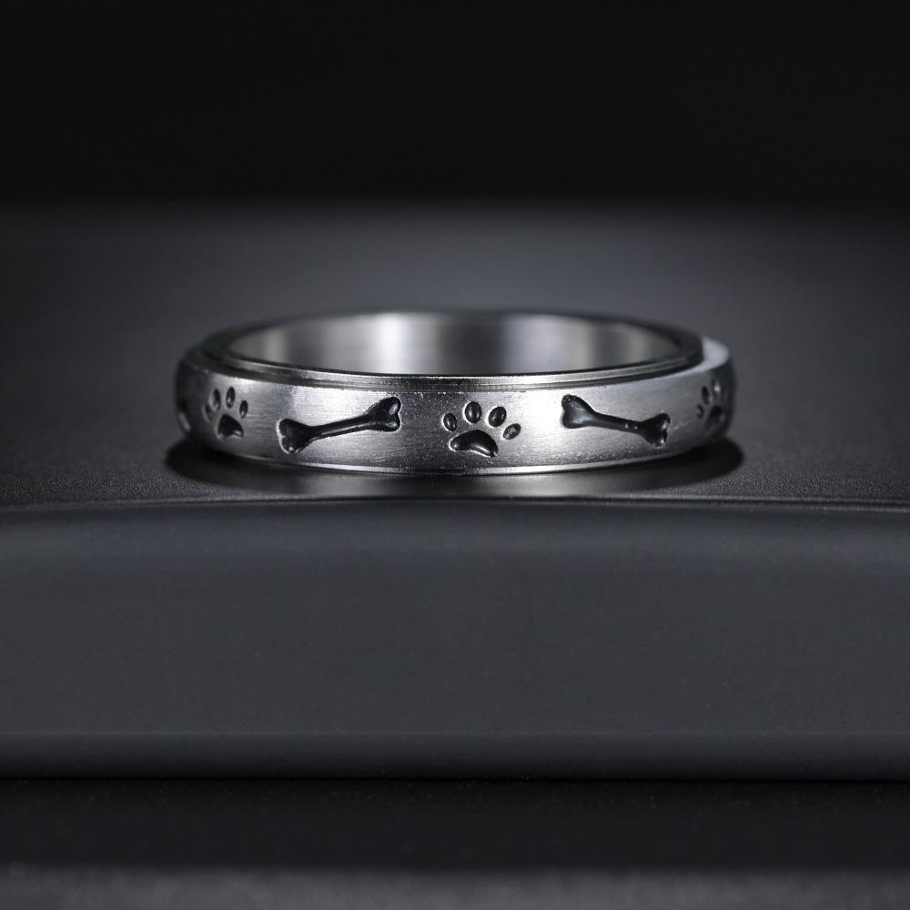 Anxiety Ring For Women Men Footprint  Rotate Rings 2023 Trend Punk Rings   Stainless Steel Anti Stress Ring Gift