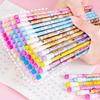 10Pcs Wooden Pencils With Eraser Cartoon Pencils With Colorful Eraser Office Supplies Student Stationery Birthday Gifts