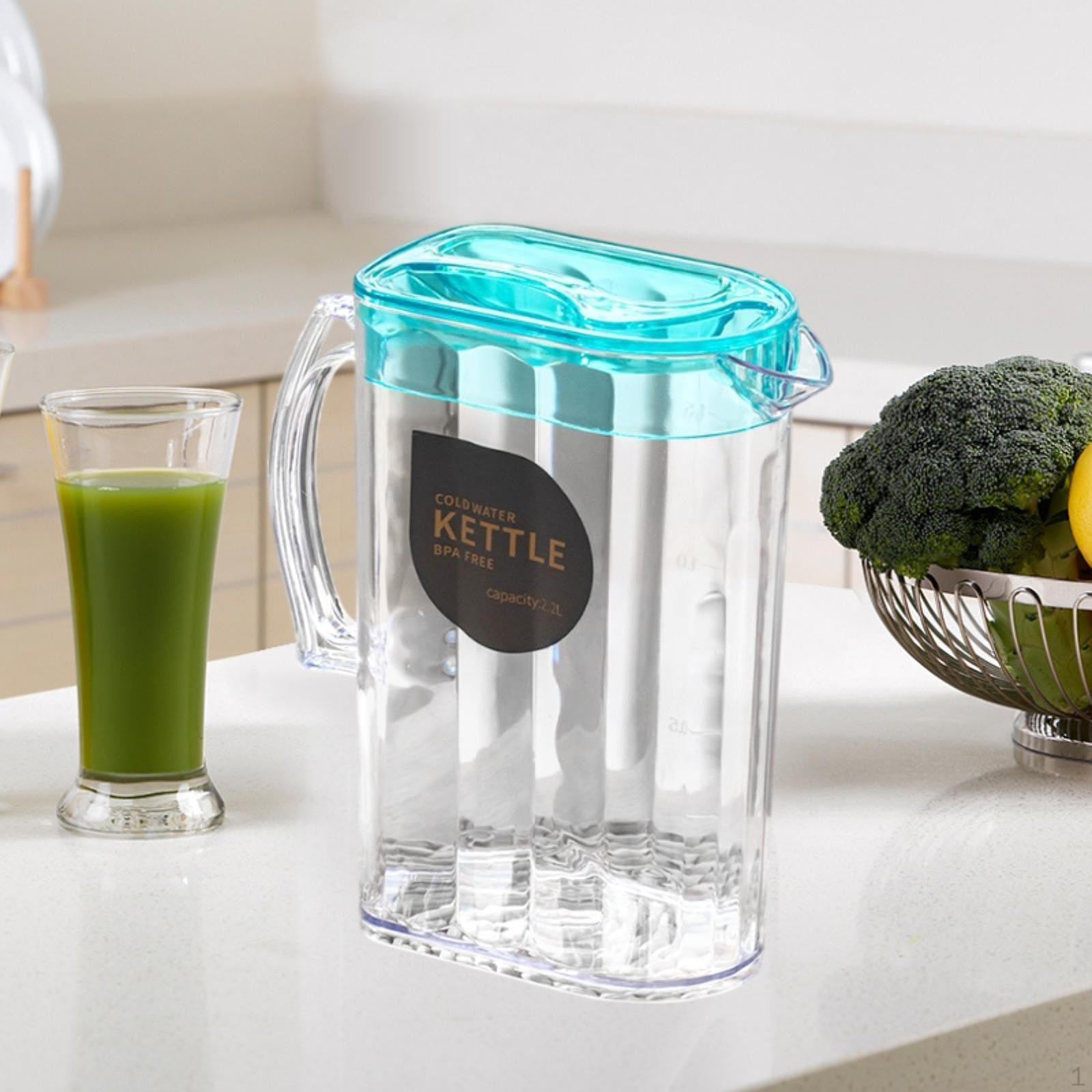 

Кувшин для воды холодильник с ручкой подарок прозрачный 2200 мл холодный чайник универсальная крышка холодный чай Blue Rectangular