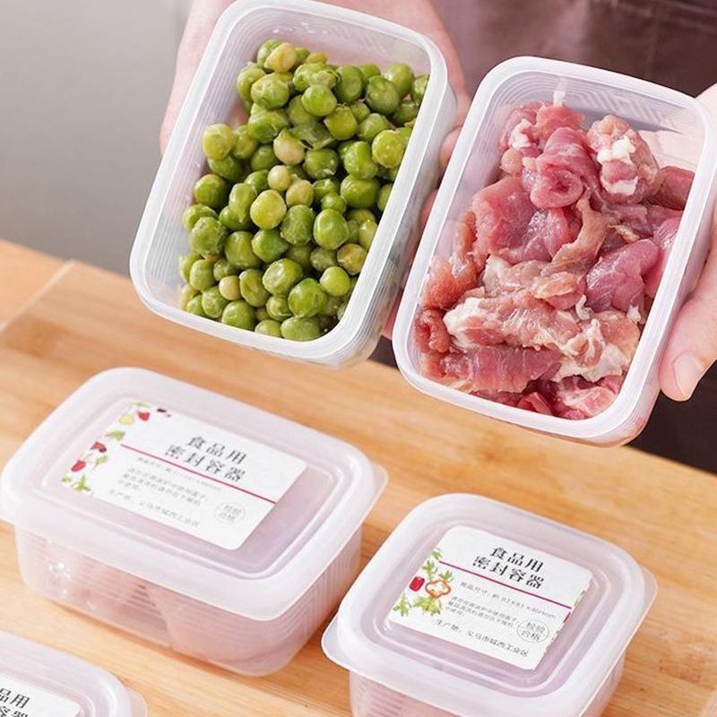 Transparent Plastic Preservation Box With Lid Refrigerator Crisper Food Containers Microwave Oven Safe Seal Food Storage Box