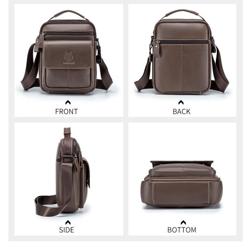 Top-Grain Leather Messenger Bag for Men
