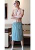 Men's Plaid Cotton Nightgown - Breathable, Sweat-Absorbing Casual Home Bath Skirt 015JJQ
