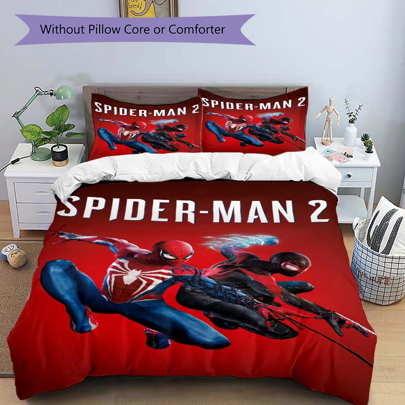 Spiderman 2 Wonders Print 3Pcs Bedding Setduvet Cover With 2 Bedropillowcase Home Birthday Gift