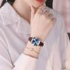 OLEVS Waterproof Watch with Leather Roman Alphabet Date Stylish Quartz Luminous Analog Small Popular Gift for Business Blue Lightweight Leather Watch