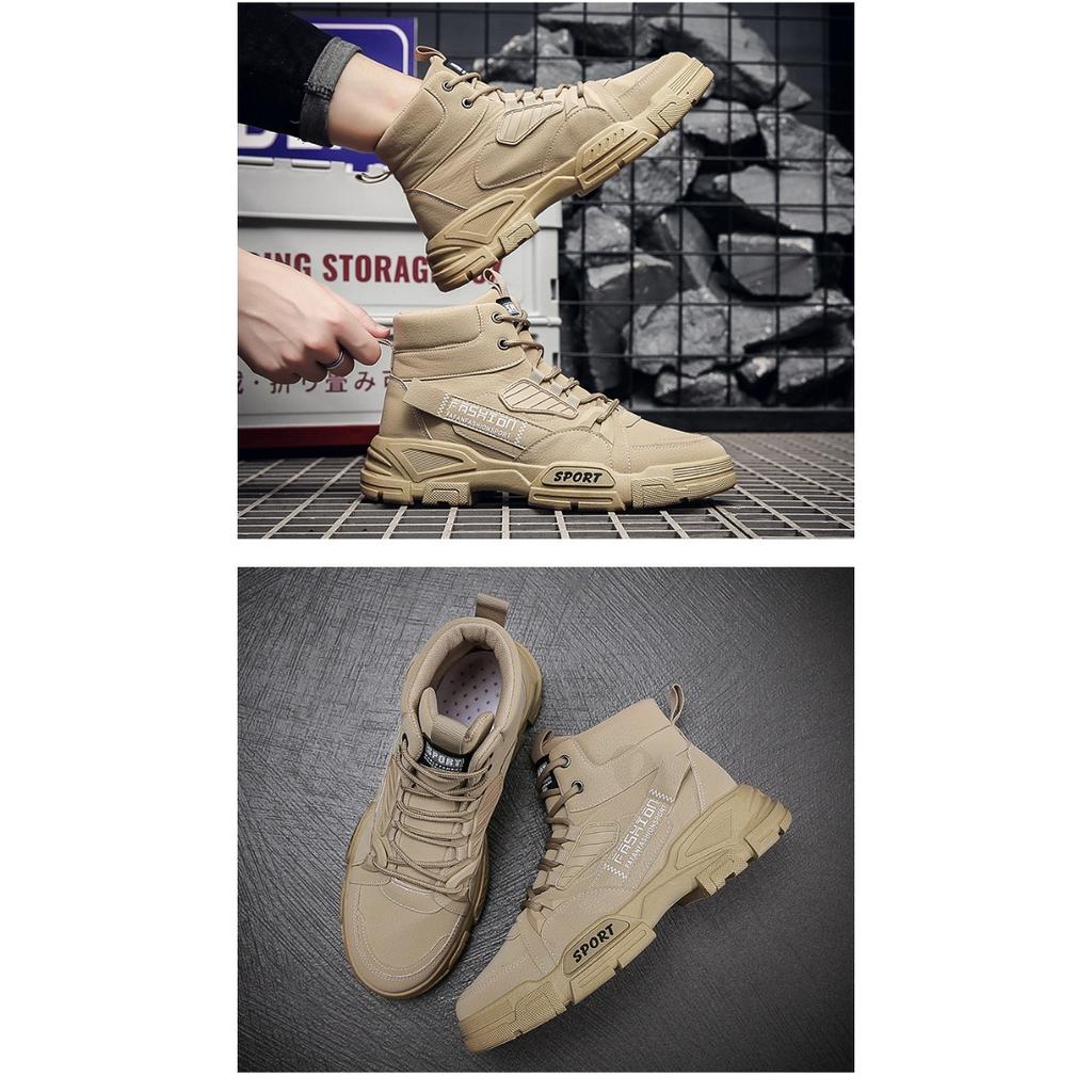 Casual Outdoor Work Boots,Trendy Men's Shoes Fashion Leather Boots,British High Top Men's Boots