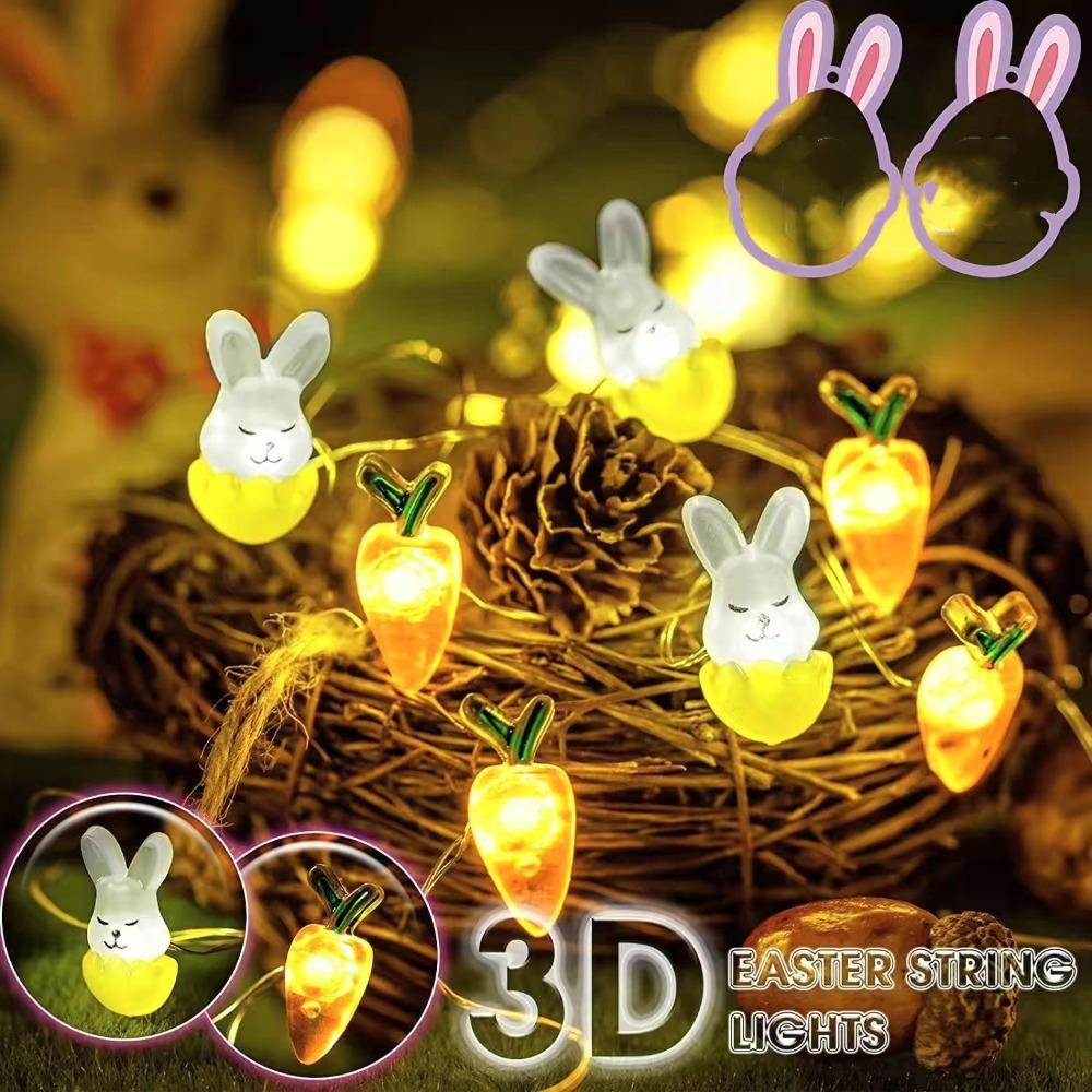 Easter Decoration Bunny Carrot Lanterns Carrot Chick Eggs Fairy Light Garland  Home Party Decor