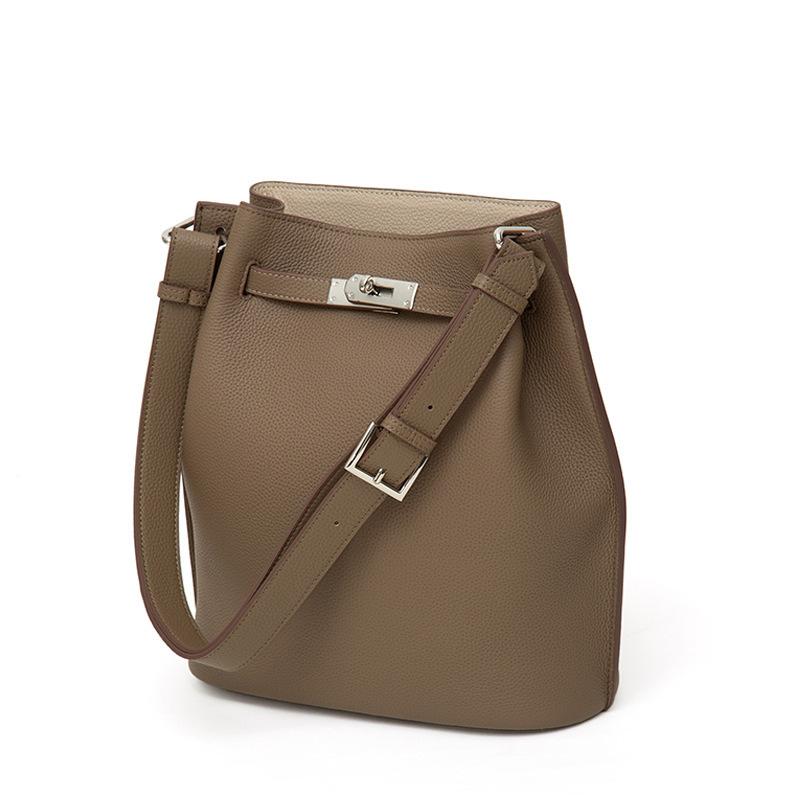 Neue Togo Oberleder Rindsleder Eimer Tasche lässige Ein Schulter SoKelly Leder Hufeisen Ein Schulter Tragetasche