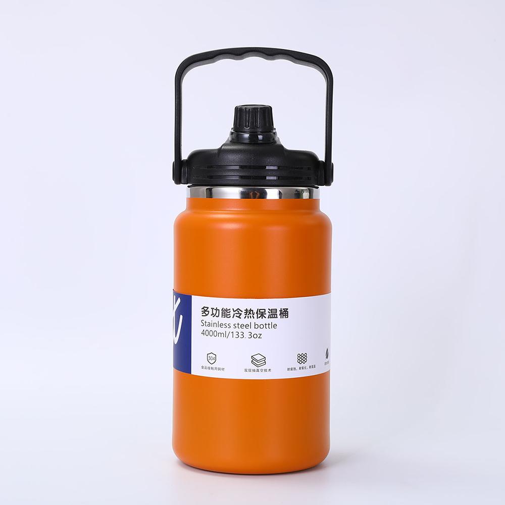Large Capacity Cold Hot Insulation Bucket,  Stainless Steel Thermos Cup, Multi-functional Vacuum Flask, Sports Water Bottle, 4L