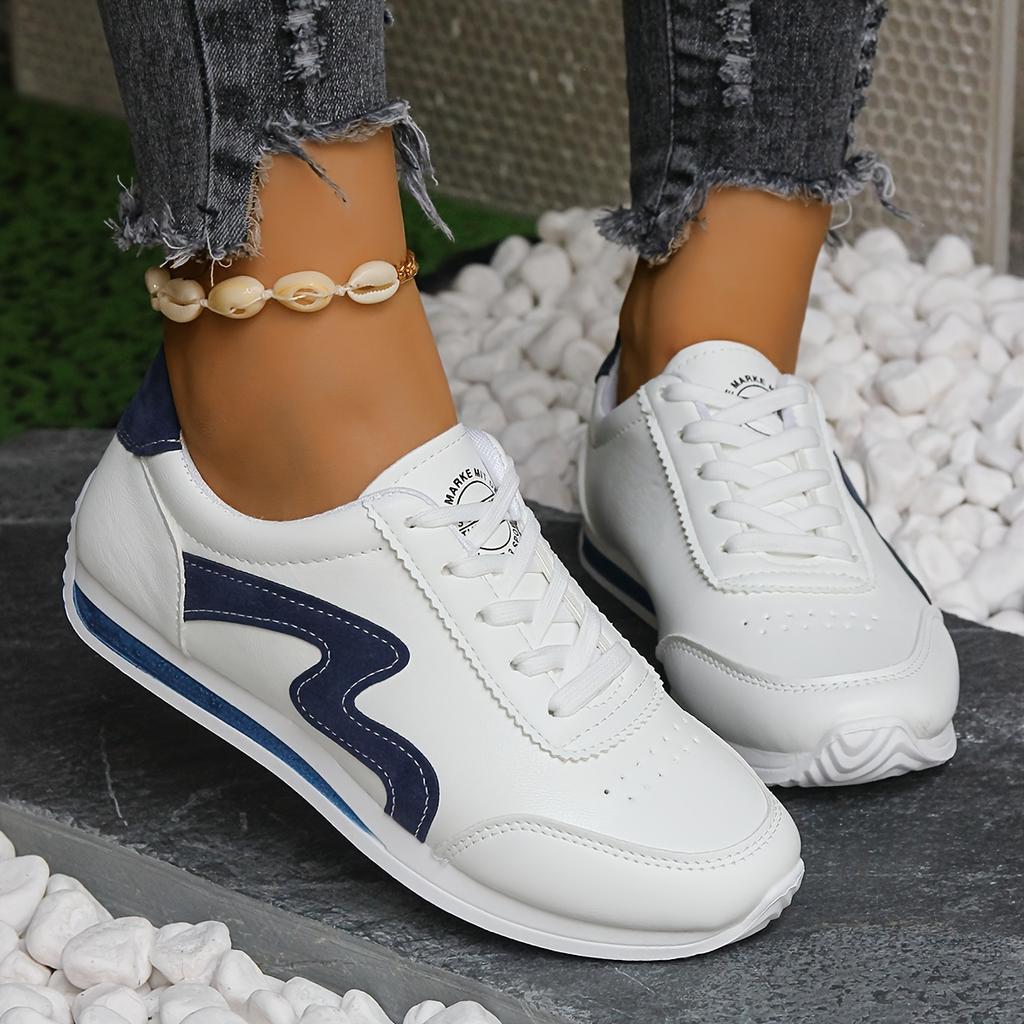 2025 New Spring and Autumn Breathable Color Blocking Fashion White Student Sports Casual Flat Single Shoes